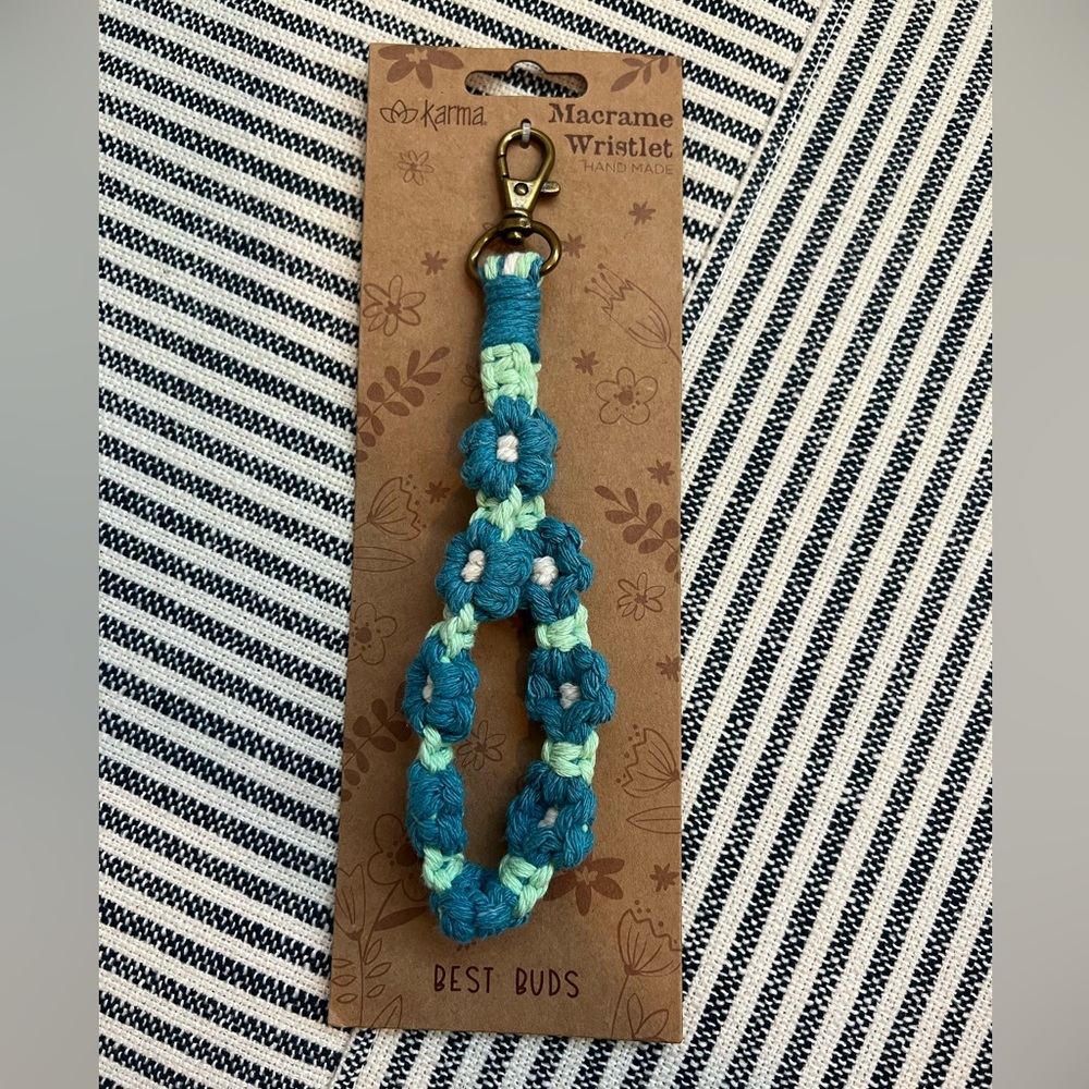 Karma Macrame Wristlet - Blue and Light Green